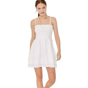 American Eagle smocked white floral mini dress - large